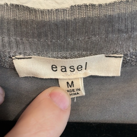 Easel Women’s Shirt Medium Grey Sun Washed Distressed Boho Oversized Longline - Picture 8 of 14